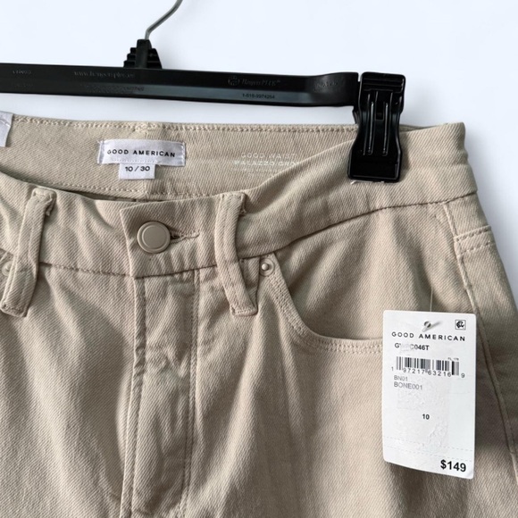 Good American Cream Good Waist Palazzo Crop Pants - Picture 2 of 3